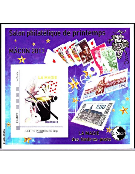 Bloc C.N.E.P. n° 63 - Salon du Timbre de Printemps - Mâcon 2013 - La magie des timbres postes