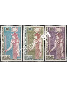 Timbres du Centrafrique - PA n° 18 à 20 - Monuments de nubie