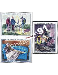 Timbres de France n° 1363a, 1364a et 1365a - Tableaux de Maîtres - Variétés