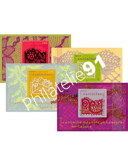 n° 4600 à 4603, 4 blocs de timbres dentelle, Collection Timbres France