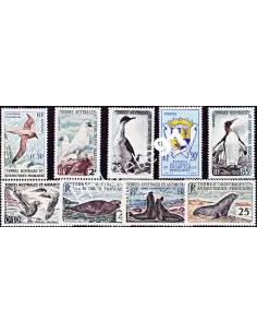 Timbres TAAF n° 12 à 17 - Faune, timbres des DOM TOM