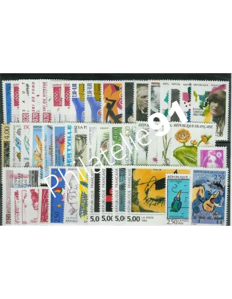 Année complète de timbres de Franc 1992, collection timbres de France