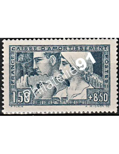 Timbre n° 252, Caisse d'Amortissement, travail, timbre France