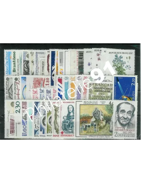 Année complète de timbres de France 1983, collection timbres France