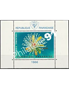 Timbres du Rwanda BF n° 6 - Fleurs, armoiries