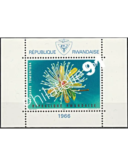 Timbres du Rwanda BF n° 6 - Fleurs, armoiries