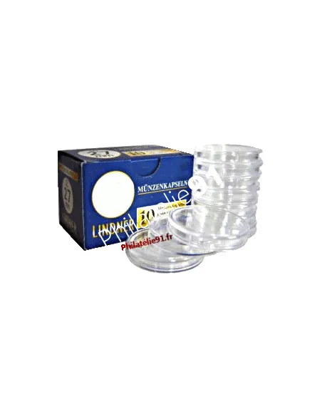 Capsules pour monnaies de 35 à 50 mm, Lindner, matériel numismatique