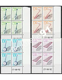 Timbre préoblitérés n°  224 à 227  - Coin daté - musique