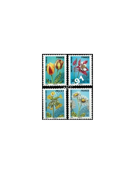 Timbre Préoblitéré n° 259 à 262 - Série Fleurs, Timbres de France