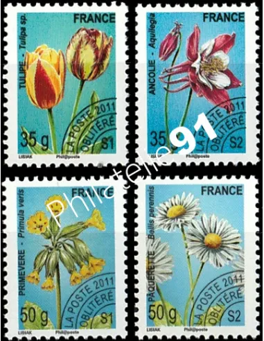 Timbre Préoblitéré n° 259 à 262 - Série Fleurs, Timbres de France