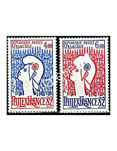 France n° 2216-2217, Philexfrance 82, Marianne Cocteau, timbres France