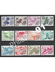 Timbres Préoblitérés n° 146 à 157, Signes du Zodiaque, timbres France