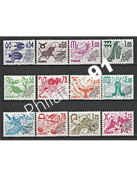 Timbres Préoblitérés n° 146 à 157, Signes du Zodiaque, timbres France