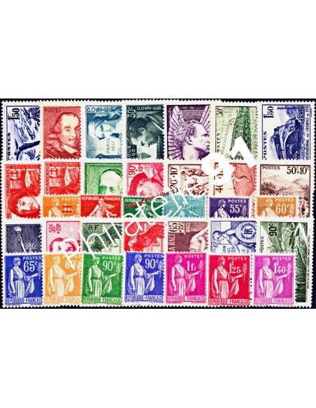 Année complète 1937, France Neuve charnière, collection timbres France