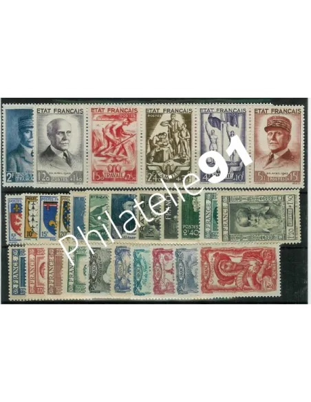 année complète 1943, collection timbres France