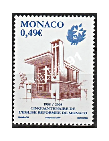 MONACO n° 2608,Cinquantenaire de l'Eglise réformée de Monaco, Timbres Monaco