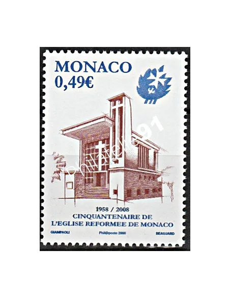 MONACO n° 2608,Cinquantenaire de l'Eglise réformée de Monaco, Timbres Monaco