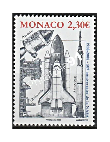 MONACO n° 2619, Cinquantenaire e la NASA, Timbres Monaco