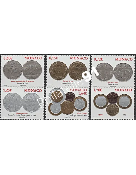 MONACO n°2644 à 2649,Numismatique monégasque, Timbres Monaco