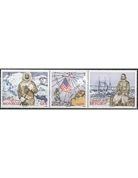 MONACO n°2655 à 2657,Robert Edwin Peary au pôle Nord, Timbres Monaco