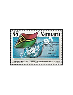 Timbre de Vanuatu n° 726, drapeaux, Timbres des colonies Françaises