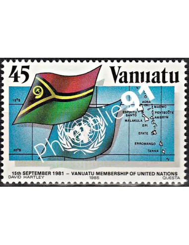 Timbre de Vanuatu n° 726, drapeaux, Timbres des colonies Françaises