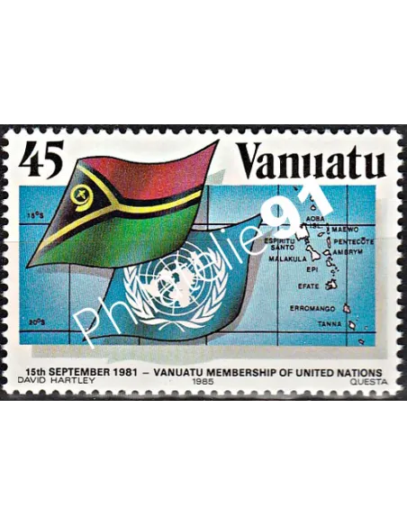 Timbre de Vanuatu n° 726, drapeaux, Timbres des colonies Françaises