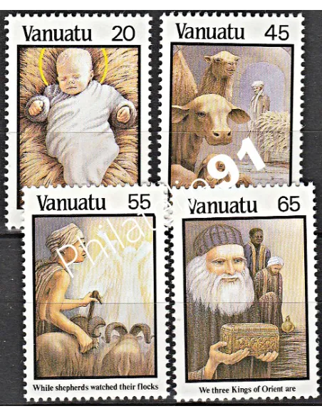 Timbres de Vanuatu n° 788 à 791, Noël, Timbres des colonies Françaises