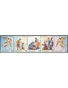 Timbres de Vanuatu n° 851 à 855, Noël, Timbres des colonies Françaises