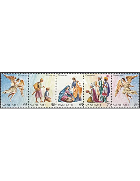 Timbres de Vanuatu n° 851 à 855, Noël, Timbres des colonies Françaises