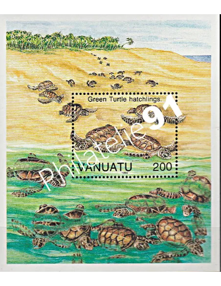Bloc de Timbres de Vanuatu n° 20, tortues, Timbres des colonies