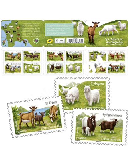 Carnet de timbres Les chèvres de nos régions, Collection timbres France