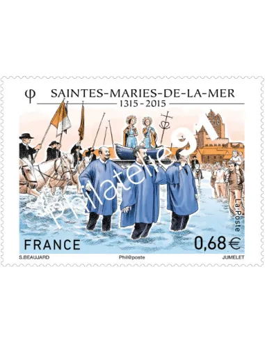 Timbre 4937, Saintes-Maries-de-la-Mer 1315-2015, collection timbres France