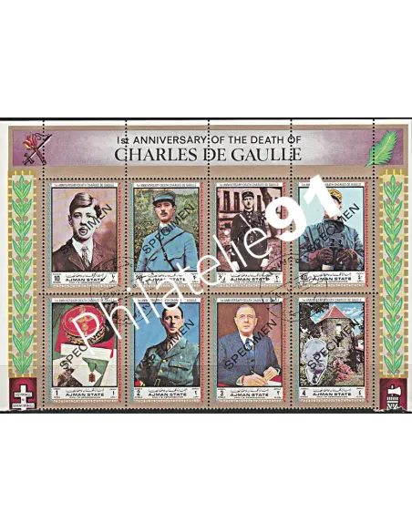 AJMAN -  demi Feuilles De Gaulle -  timbres thématiques