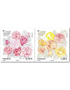Timbre 4957-4958,Diptyque timbres Lyon roses 2015, collection timbres France
