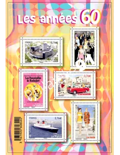 Timbre 4960 à 4965 Feuille Les années 60, collection timbres France