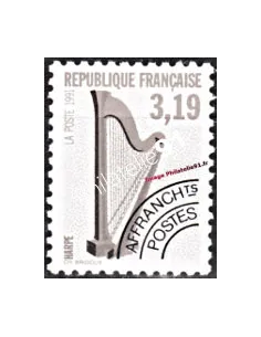 Timbre Préoblitéré n° 220a - Instruments de musique - Harpe