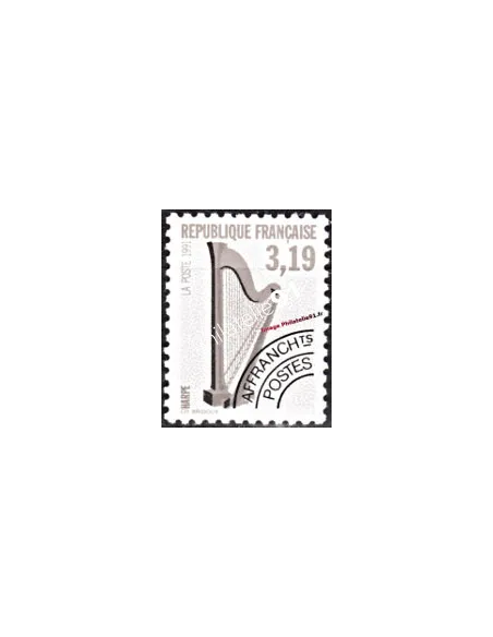 Timbre Préoblitéré n° 220a - Instruments de musique - Harpe