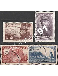 Timbre n° 454 à 457 oblitéré - collection timbres France