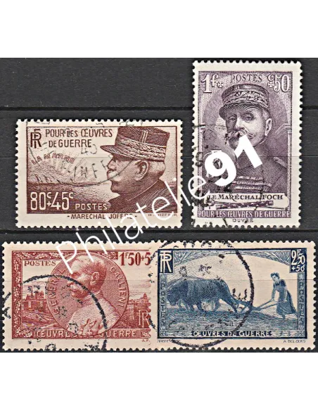 Timbre n° 454 à 457 oblitéré - collection timbres France