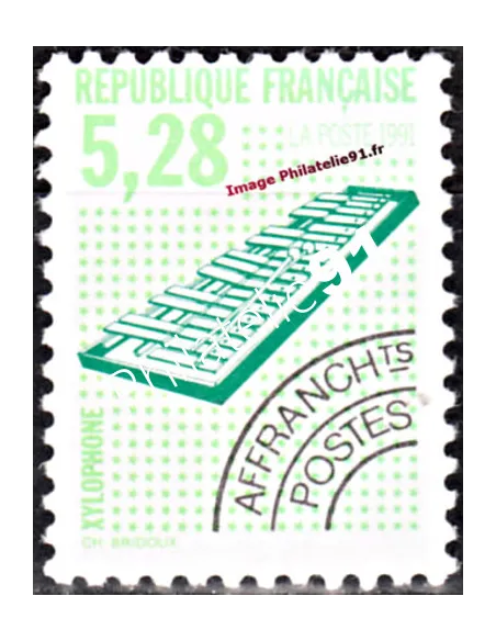Timbre Préoblitéré n° 221a - Instruments de musique - Xylophone