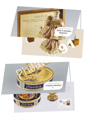 Souvenir philatélique Les boites à musique, collection timbres France