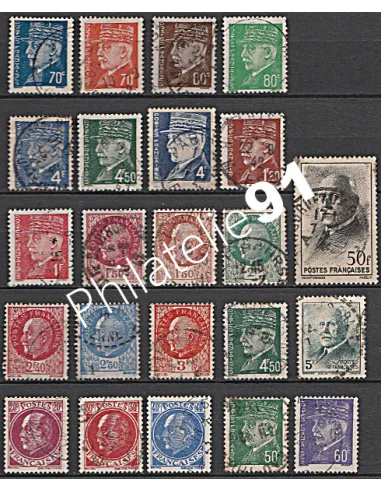 Timbre n° 505 à 525 oblitéré - collection timbres France