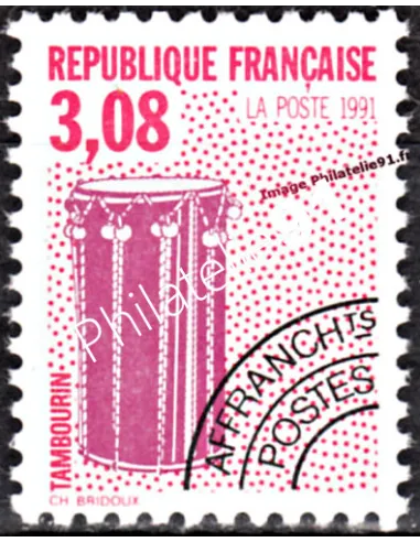 Timbre Préoblitéré n° 218a - Instruments de musique - Tambourin