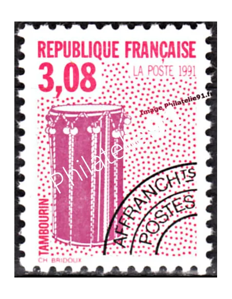 Timbre Préoblitéré n° 218a - Instruments de musique - Tambourin