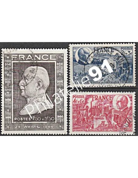 Timbre n° 606 à 608 oblitéré - collection timbres France