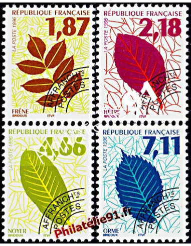 préoblitérés n° 236 à 239 - Feuilles d'arbres - FrêneTimbres de France