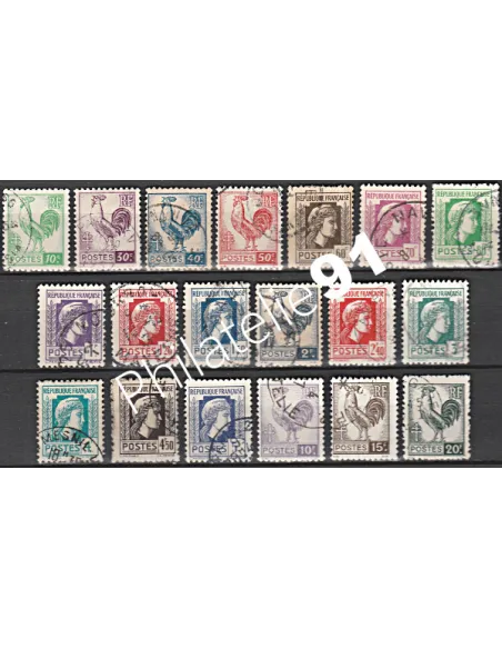 Timbre n° 630 à 648 oblitéré - collection timbres France