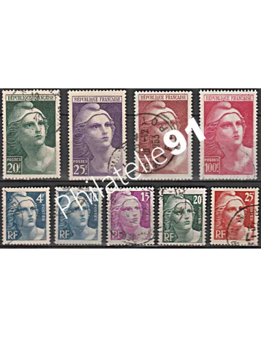 Timbre n° 725 à 733 oblitéré - collection timbres France