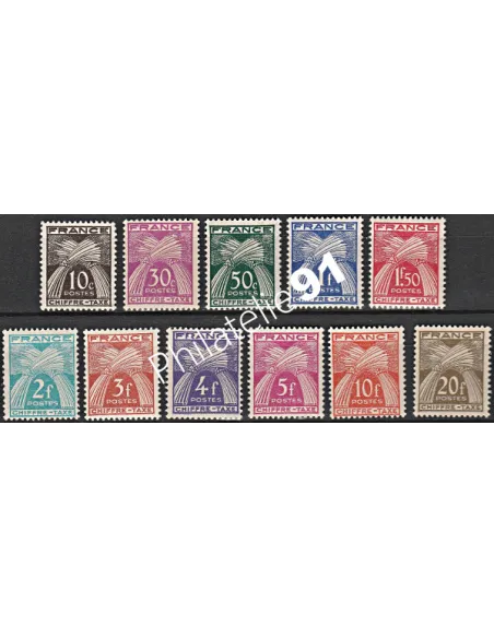 Timbres taxe n° 67 à 77 - Type Gerbes, collection timbres France